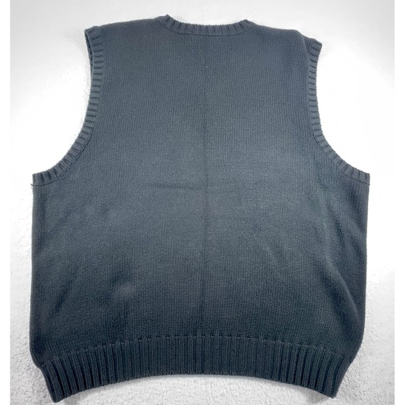 Vintage Polo Ralph Lauren Vest Men's XL Black Red Pony Knit Cotton Sweater VNeck - Picture 6 of 7